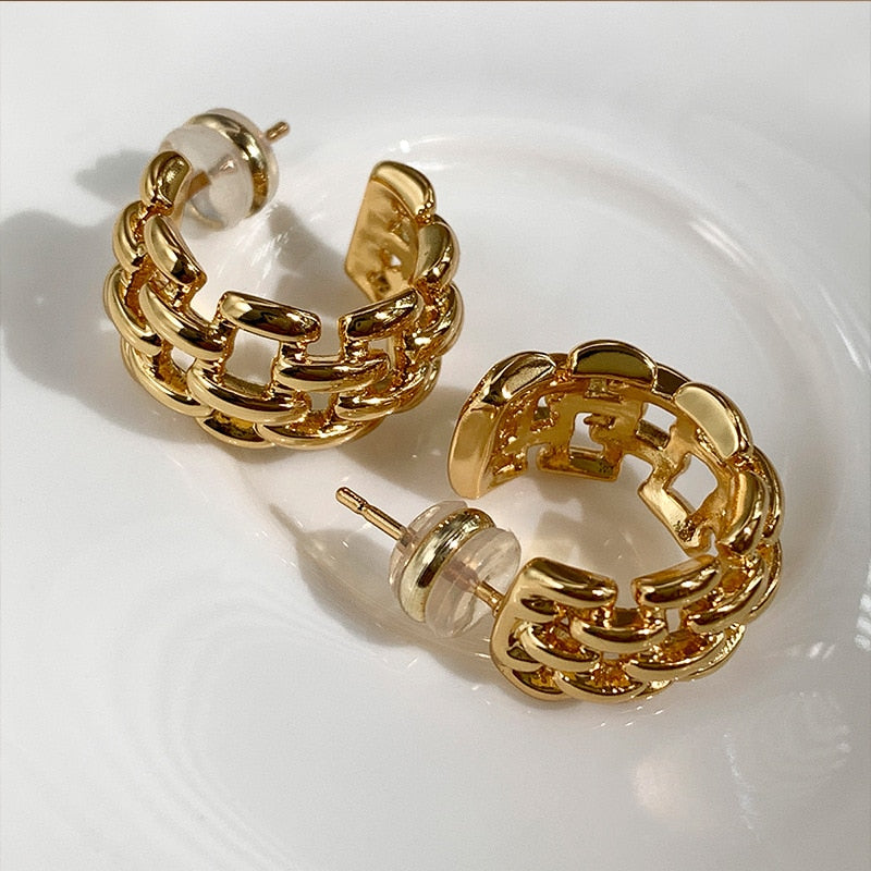 Euro Gold Hemp Chain Earrings