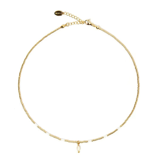 Gold Pearl Chain Necklace