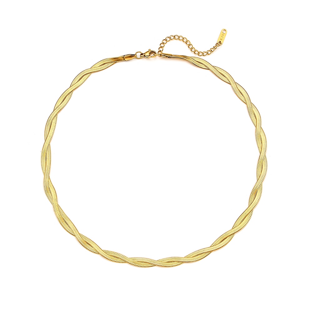 18k Gold Braided Chain Necklace