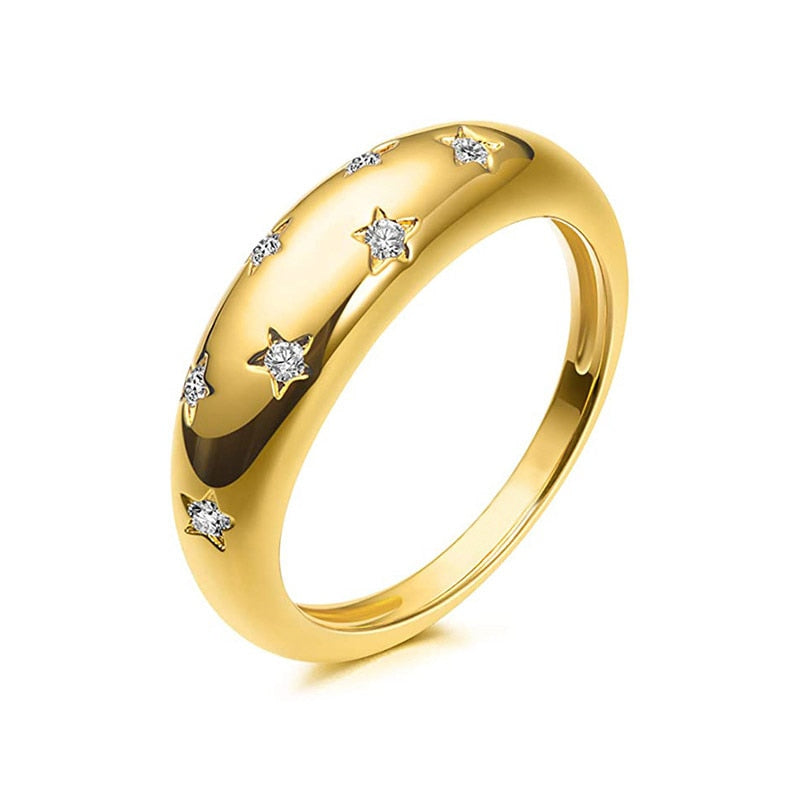 Vedette Gold Zirconia Starred Ring