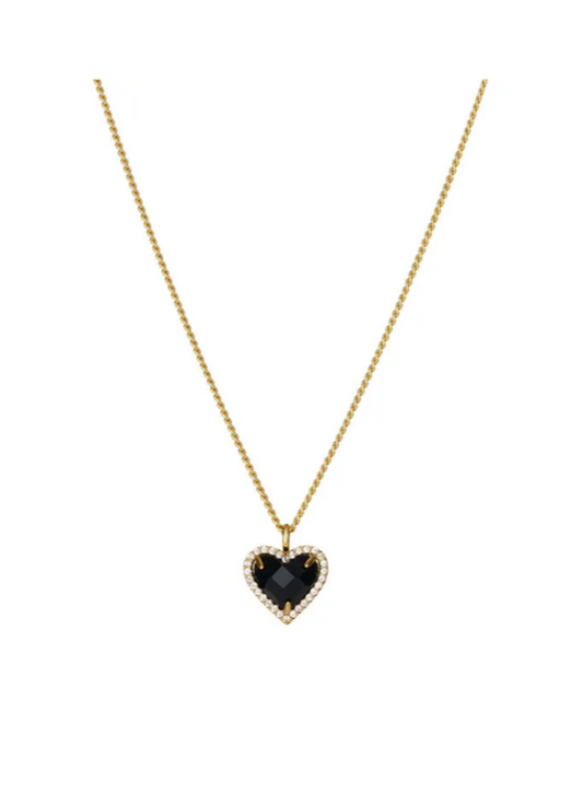 Black Zircon Heart Pendant Necklace